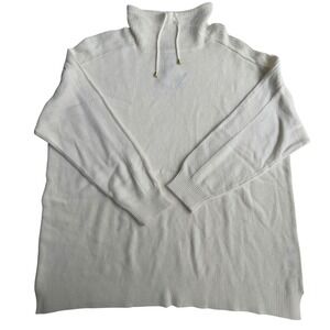 Anne Klein Womens XL Ivory Cowl‎ Neck Tunic Sweater Drawstring Knit Elegant Cozy